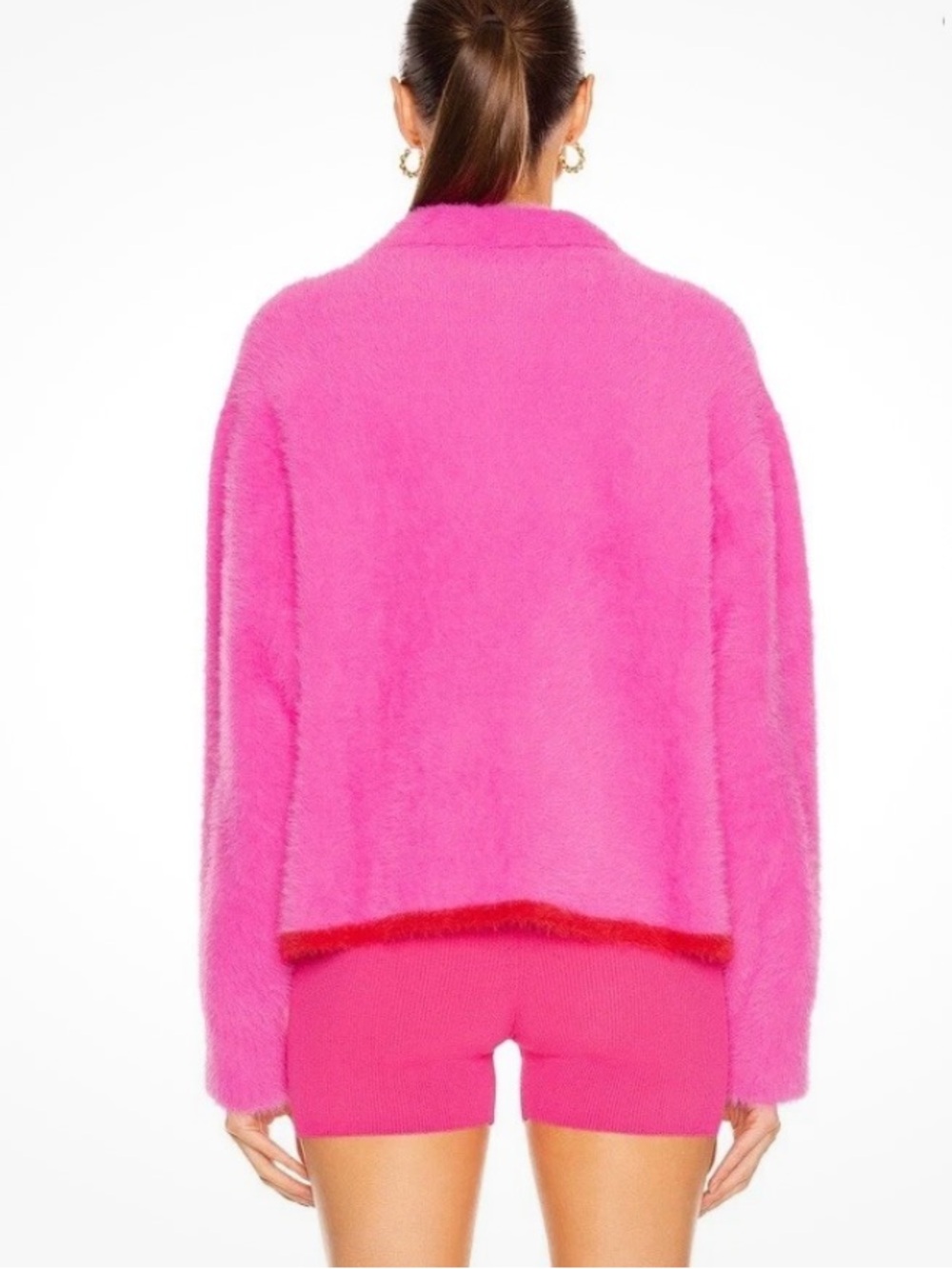 Jacquemus Bright Hot Pink Neve Knit Polo Sweater - Picture 2 of 6